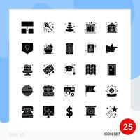 grupo de 25 signos y símbolos de glifos sólidos para elementos de diseño vectorial editables de regalo de energía de loto verde vector