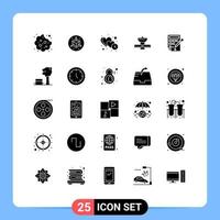 conjunto de 25 iconos de ui modernos símbolos signos para cubo satélite corazón satélite gps elementos de diseño vectorial editables vector