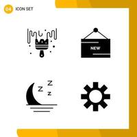 4 Icon Set Solid Style Icon Pack Glyph Symbols isolated on White Backgound for Responsive Website Designing Creative Black Icon vector background