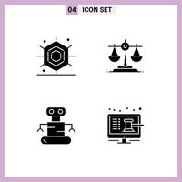 User Interface Pack of 4 Basic Solid Glyphs of halloween online balance exoskeleton screen Editable Vector Design Elements