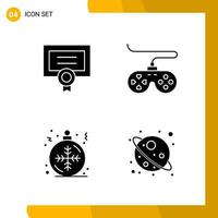 4 Icon Set Solid Style Icon Pack Glyph Symbols isolated on White Backgound for Responsive Website Designing Creative Black Icon vector background