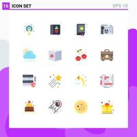 Pictogram Set of 16 Simple Flat Colors of sun card book party coding Editable Pack of Creative Vector Design Elements