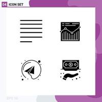 Set of 4 Commercial Solid Glyphs pack for align send analysis report funding Editable Vector Design Elements