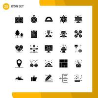25 User Interface Solid Glyph Pack of modern Signs and Symbols of celebration web construction server analytics Editable Vector Design Elements