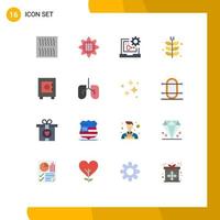 User Interface Pack of 16 Basic Flat Colors of locker harvest code farming agriculture Editable Pack of Creative Vector Design Elements