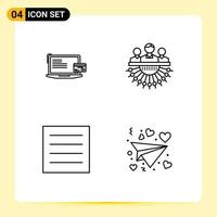Set of 4 Modern UI Icons Symbols Signs for payment outsource credit card group clothing Editable Vector Design Elements