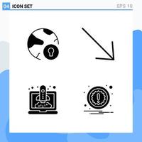 Modern 4 solid style icons Glyph Symbols for general use Creative Solid Icon Sign Isolated on White Background 4 Icons Pack Creative Black Icon vector background