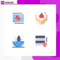 Modern Set of 4 Flat Icons Pictograph of film business opening care global Editable Vector Design Elements
