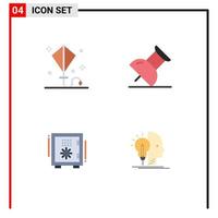 4 Universal Flat Icon Signs Symbols of happy deposit summer pin safe box Editable Vector Design Elements