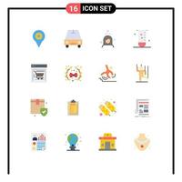 Pictogram Set of 16 Simple Flat Colors of ecommerce laboratory woman lab biology Editable Pack of Creative Vector Design Elements