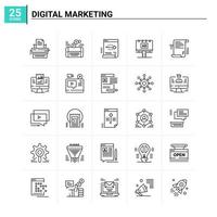 Fondo de vector de conjunto de iconos de marketing digital 25