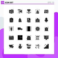 Modern Set of 25 Solid Glyphs Pictograph of music deal premium contract agreement Editable Vector Design Elements