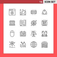 16 User Interface Outline Pack of modern Signs and Symbols of shopping ecommerce furniture realization issues Editable Vector Design Elements