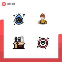 4 Universal Filledline Flat Colors Set for Web and Mobile Applications clean holder pollution avatar pencil Editable Vector Design Elements