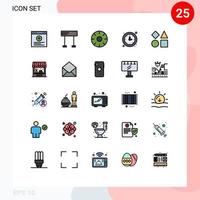 Set of 25 Modern UI Icons Symbols Signs for bricks timer fresh time clock Editable Vector Design Elements