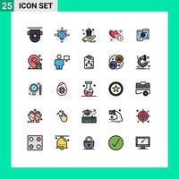 Universal Icon Symbols Group of 25 Modern Filled line Flat Colors of time heart operation clock help Editable Vector Design Elements