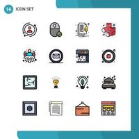 Universal Icon Symbols Group of 16 Modern Flat Color Filled Lines of team group alert socks dots Editable Creative Vector Design Elements