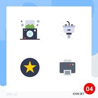 4 Universal Flat Icons Set for Web and Mobile Applications camera star disposal sink print Editable Vector Design Elements