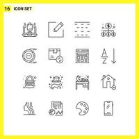 Set of 16 Vector Outlines on Grid for estimation analysis water allocation investment Editable Vector Design Elements