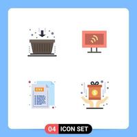 paquete de 4 signos y símbolos de iconos planos modernos para medios de impresión web, como elementos de diseño de vectores editables del premio del servicio de marketing web de la cesta