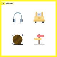 4 Universal Flat Icon Signs Symbols of audio travel monitor school bus school Editable Vector Design Elements