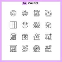 conjunto de 16 iconos de interfaz de usuario modernos signos de símbolos para el diseño de borde construcción de cuadrícula femenina elementos de diseño vectorial editables vector