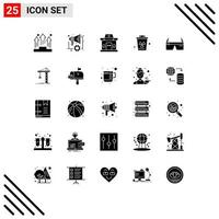 Modern Set of 25 Solid Glyphs Pictograph of computer pollution speaker garbage urban Editable Vector Design Elements