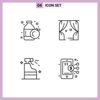 4 Universal Filledline Flat Colors Set for Web and Mobile Applications bottle detergent entertainment usa digital Editable Vector Design Elements