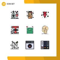 conjunto de 9 iconos de interfaz de usuario modernos símbolos signos para pago en efectivo diseño de flecha logotipo elementos de diseño vectorial editables vector