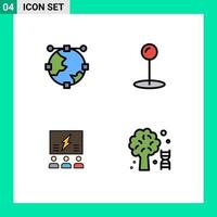 Universal Icon Symbols Group of 4 Modern Filledline Flat Colors of anchor idea globe pin team Editable Vector Design Elements