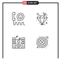 Pictogram Set of 4 Simple Filledline Flat Colors of call sound help gem ireland Editable Vector Design Elements