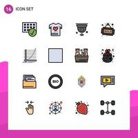 Modern Set of 16 Flat Color Filled Lines Pictograph of arrow property camera house wifi Editable Creative Vector Design Elements