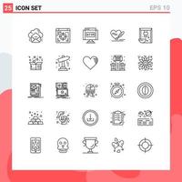 Line Pack of 25 Universal Symbols of cereal wedding domain heart pen Editable Vector Design Elements