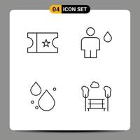 Group of 4 Filledline Flat Colors Signs and Symbols for movie spring body human bench Editable Vector Design Elements