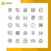 Set of 25 Modern UI Icons Symbols Signs for advertising laptop bag commerce drop shipper Editable Vector Design Elements