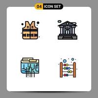 User Interface Pack of 4 Basic Filledline Flat Colors of lifejacket internet bank currency abacus Editable Vector Design Elements