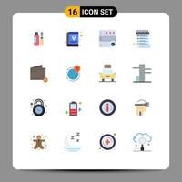 Flat Color Pack of 16 Universal Symbols of e check list tool wish list Editable Pack of Creative Vector Design Elements