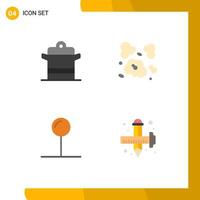 Modern Set of 4 Flat Icons and symbols such as cooker coordinate pan dust pointer Editable Vector Design Elements