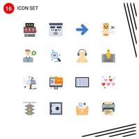 Set of 16 Modern UI Icons Symbols Signs for work big think arrow interface conversational interfaces Editable Pack of Creative Vector Design Elements