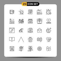 Set of 25 Modern UI Icons Symbols Signs for label programming construction development code Editable Vector Design Elements