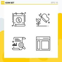 Collection of 4 Universal Line Icons Icon Set for Web and Mobile Creative Black Icon vector background