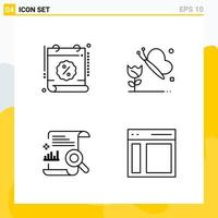 colección de 4 iconos de línea universal conjunto de iconos para web y móvil fondo de vector de icono negro creativo