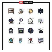 Universal Icon Symbols Group of 16 Modern Flat Color Filled Lines of cloud folder sun drawing create Editable Creative Vector Design Elements