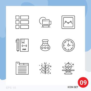 Group of 9 Modern Outlines Set for sand php analytics file develop Editable Vector Design Elements