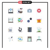 User Interface Pack of 16 Basic Flat Colors of lab chemistry web setting cog Editable Pack of Creative Vector Design Elements