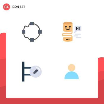Pack of 4 Modern Flat Icons Signs and Symbols for Web Print Media such as path pills conversational interfaces big think contacts Editable Vector Design Elements