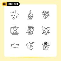 9 Thematic Vector Outlines and Editable Symbols of seo tag connect flower email add Editable Vector Design Elements