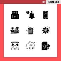 9 Universal Solid Glyphs Set for Web and Mobile Applications check shopping smart phone basket salary Editable Vector Design Elements