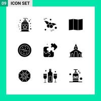 Set of 9 Vector Solid Glyphs on Grid for church puzzle discount pieces sale Editable Vector Design Elements