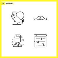 4 Icon Set Simple Line Symbols Outline Sign on White Background for Website Design Mobile Applications and Print Media Creative Black Icon vector background